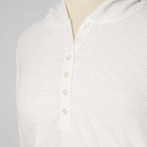 James Perse Thermal Waffle Knit Hooded Henley White - Size 4 / XL - Picture 5 of 7